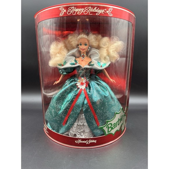 Barbie Other - 1995 Happy‎ Holidays® Barbie® NRFB 11.5" Mattel® #14123 Vintage
